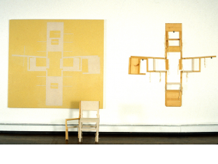 Chairs, canvas on wood, acrylic